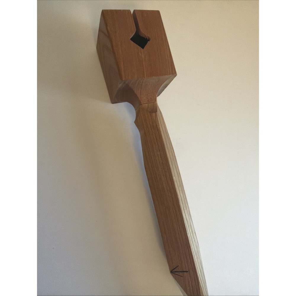 Japanese Handcrafted wooden mallet with carved handle and diamond cutout head. - Picture 2 of 11